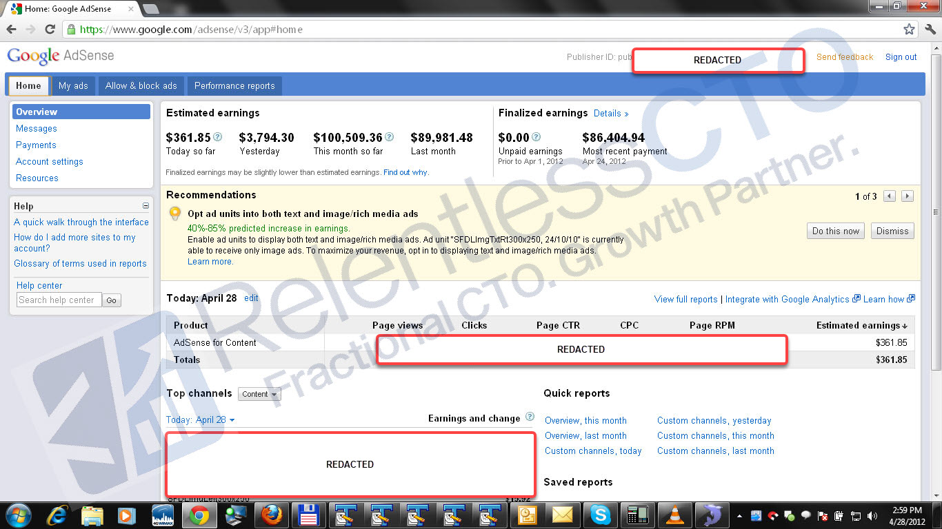 Six-Figure Monthly Revenue (AdSense)